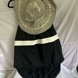 Torrid Black and White Swimsuit with Matching Hat